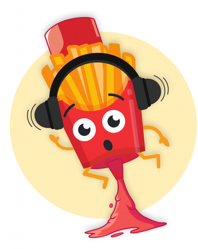 Poddes mit Ketchup Maskottchen